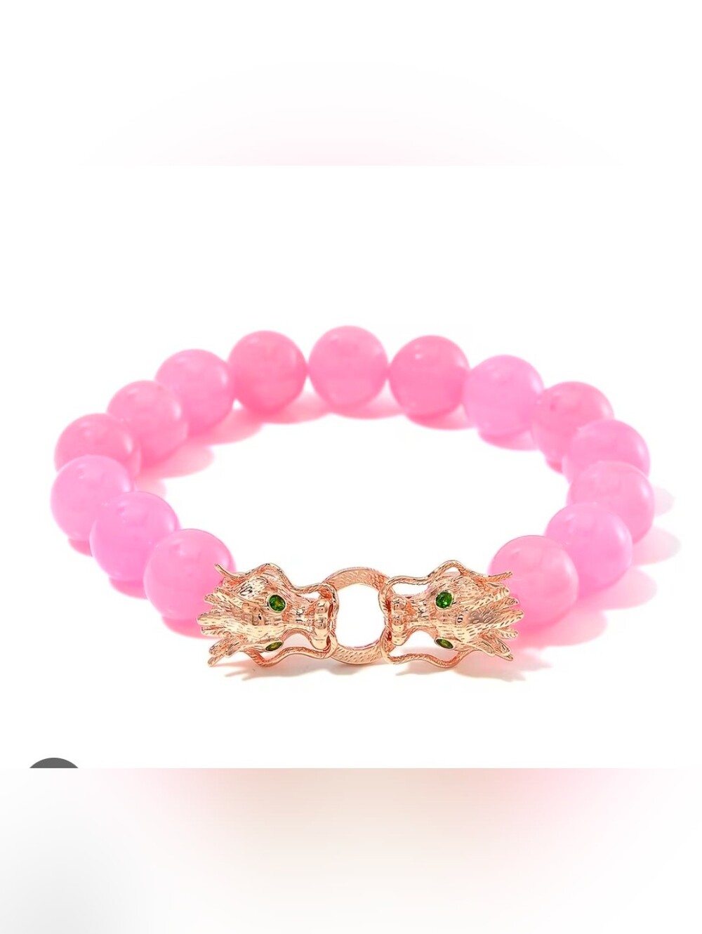 Pink Jade (D) and Chrome Diopside 230.50 ctw Dragon Bracelet in 18K Vermeil Rose